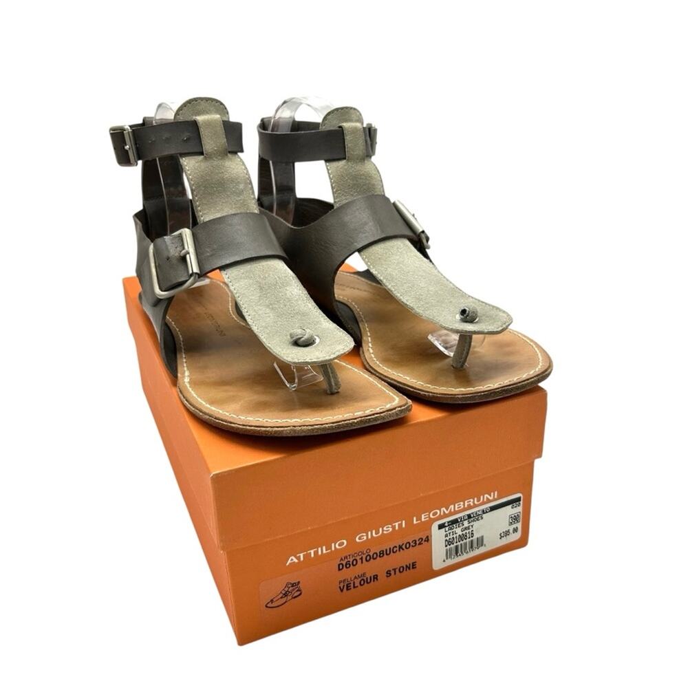 Attilio Giusti Leombruni Sandals Velour Stone EU39 = US Size 8.5 Made in Italy